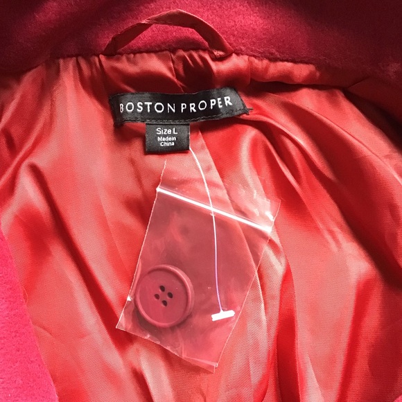 BOSTON PROPER Long Faux Wool Lined Topper Coat in Beet Red - Picture 8 of 9
